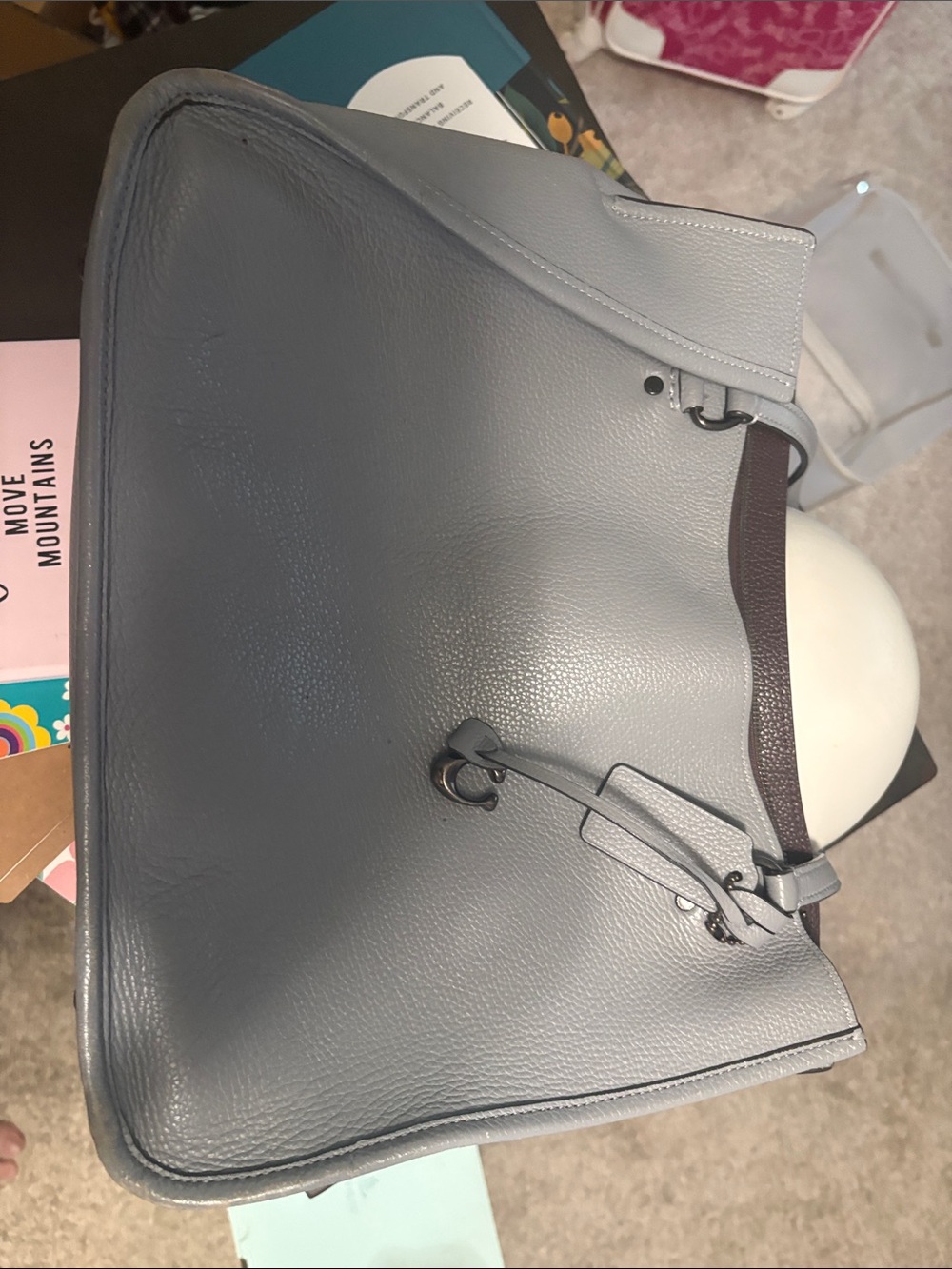 Coach Gray Pebbled Leather Shoulder Bag